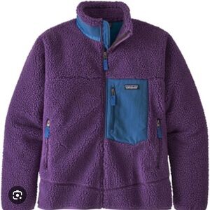 Patagonia Retro X Deep Pile Fleece Jacket Purple Blue Full Zip